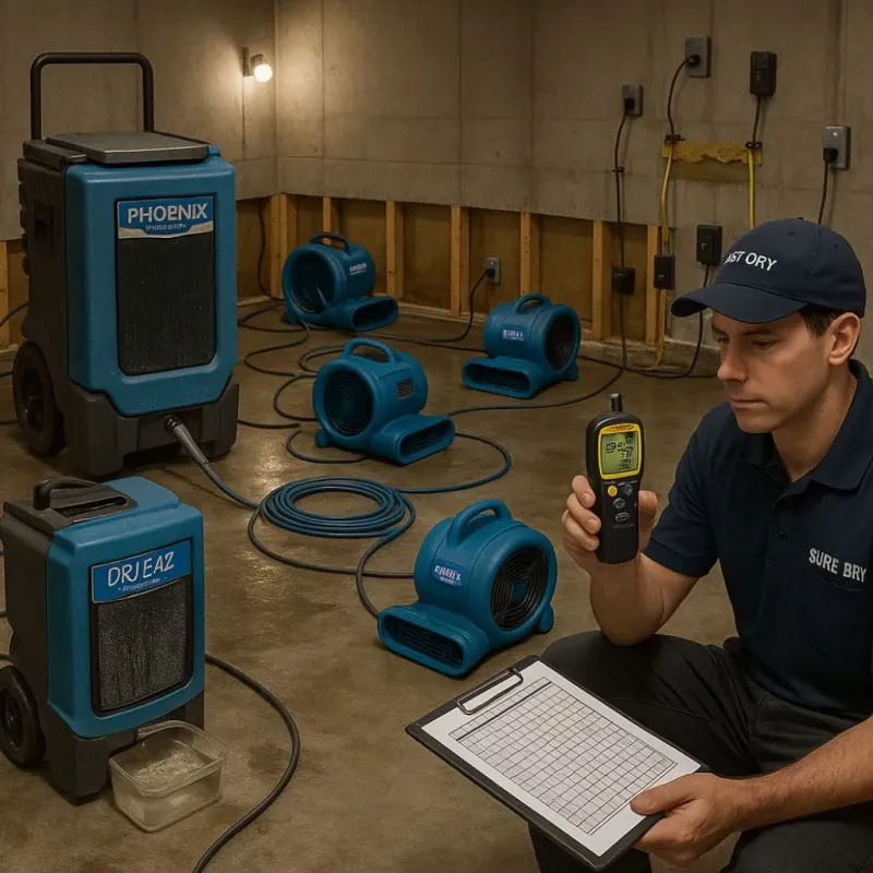 Structural Drying and Dehumidification process in Solano County, CA